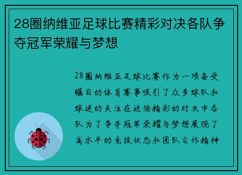 28圈纳维亚足球比赛精彩对决各队争夺冠军荣耀与梦想